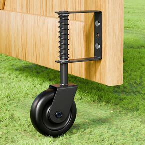 4.3" Heavy Duty Gate Wheel, Black Gate Casters for Outdoor Wooden Gate Fence, Spring Loaded Gate Caster Wheel with Bearing, Gate Wheels with 360° Swivel, 1 Pack