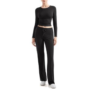 SUUKSESS Women 2 Piece Lounge Matching Sets Going Out Straight Wide Leg Pants