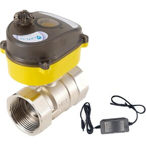 Electric ball valve 1 1/4 inch full bore copper ball valve stainless steel color, DC12V-24V AC110V-230V power adapter and auto return setting. Normally closed electric water valve DN32MM