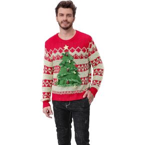 Ouksma Ugly Christmas Sweater for Men Women Knitted Long Sleeve Pullover Funny Novelty Sweater for Party