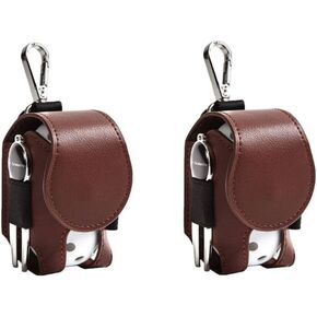 gofidin 2 Pcs Leather Golf Ball Pouch, Mini Pocket Golf Ball Storage Bag Portable Golf Waist Holder Bag Golf Tee Holder Belt Waist Bag Sack Collector with Clip
