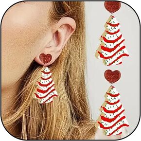 Cute Christmas Earrings for Women Christmas Tree Cake Earrings Zircon Christmas Tree Earrings Christmas Light Earrings Stocking Stuffers for Christmas Gifts 2024