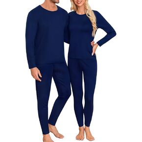 SWOMOG Couple Thermal Underwear Sets Women & Men Ultra Soft Long Johns Base Layer Fleece Lined Warm Top & Bottom