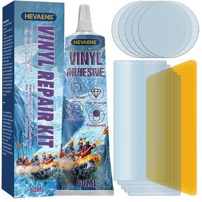 Pool Liner Patch Kit, Waterproof Inflatable Patch Repair Kit, Air Mattress Patch Kit, Heavy Duty Vinyl Repair Kit for Inflatables, Air Mattress, Hot Tubs, above-Ground Pools, Bouncy Houses, Kayak 60ml