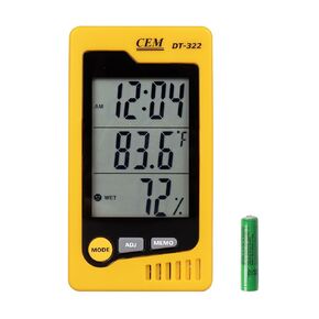 CEM Digital Thermometer Hygrometer with Alarm Clock&Hook,Humidity Sensor Gauge with Calibration,Indoor Room Temperature Monitor with Battery,Time Calendar Comfort Display for Room,Office,Kitchen,Bath