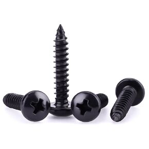 #6 x 1/2" Pan Head Phillips Wood Screws, 304 Stainless Steel 18-8, Black Oxide Coated Finish, Corrosion Resistant Round Phillps Head Wood Screws, 100 PCS