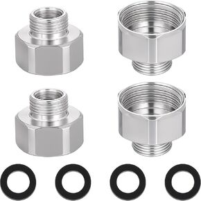 4PCS Faucet to Hose Adapter Water Line Adapter, 1/2 Female to 3/8 Male Reducer Adapter, Compression Fitting for Kitchen Bathroom Faucet Supply Hose, Pipe Connector with Rubber Washer