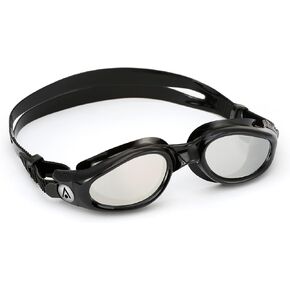Aqua Sphere Kaiman Swim Goggles, Black with Silver Titanium Mirrored Lens, 197380