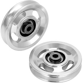 QWORK Universal Aluminium Alloy Bearing Pulley Wheel for Sports Fitness Equipment, 95mm Size, High Load Capacity 660 lbs, Garage Door Roller Systems, Gym Accessory, 2 Pieces