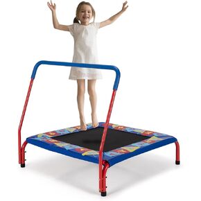 Giantex 36-Inch Mini Trampoline for Kids, ASTM Approved Square Workout Rebounder Trampoline with Safety Padded Cover, Foamed Handrail, Indoor Fitness Small Recreational Trampoline, Max Loaded 330 Lbs