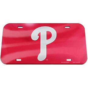 WinCraft MLB Philadelphia Phillies Crystal Mirror Logo License Plate, Team Color, One Size