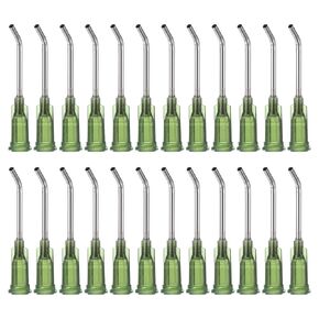 PATIKIL 14Ga x 1 Inch Dispensing Needle Tips, 36Pcs Stainless Steel 45 Degrees Pre Bent Glue Needle Tube Blunt Tips with Luer Lock for Glue Oil Applicator, Olive