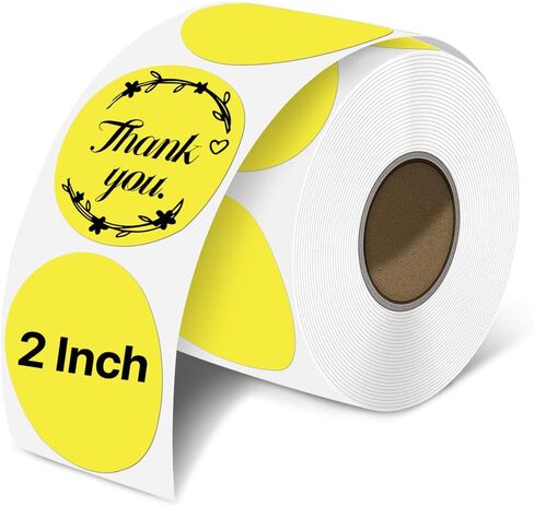 Holographic Circle Thermal Label Stickers 2 Inch Round Printable Sticker Labels, Self-Adhesive Thermal Labels Roll for Decor, Home Storage, Thanks Card, Gift Box, Custom Logo Design-400 Labels in Kuwait