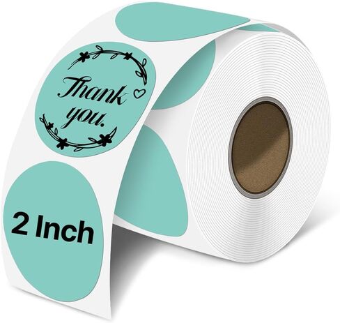 Holographic Circle Thermal Label Stickers 2 Inch Round Printable Sticker Labels, Self-Adhesive Thermal Labels Roll for Decor, Home Storage, Thanks Card, Gift Box, Custom Logo Design-400 Labels in Kuwait