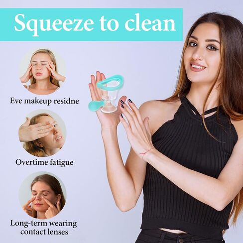 Eye Wash Cup Portable Eye Wash Kit Manual Air Pressure Eye Cups for Eye Wash Reusable Eyewash Cups for Soothing Tired Eyes Clean Eye Dust Makeup Irritants(Blue) in Saudi Arabia