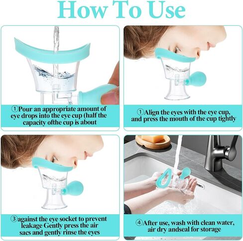 Eye Wash Cup Portable Eye Wash Kit Manual Air Pressure Eye Cups for Eye Wash Reusable Eyewash Cups for Soothing Tired Eyes Clean Eye Dust Makeup Irritants(Blue) in Saudi Arabia