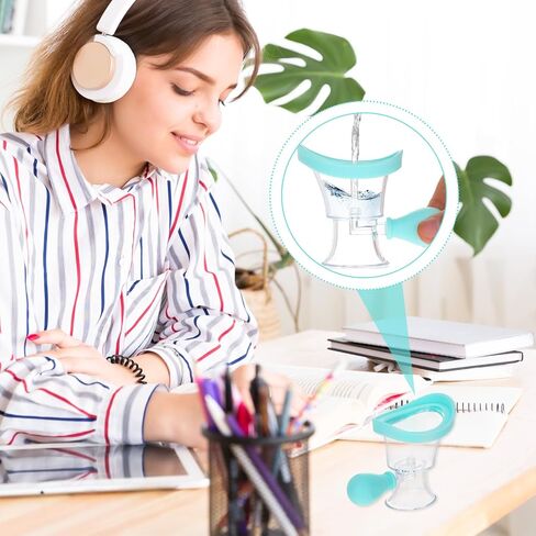 Eye Wash Cup Portable Eye Wash Kit Manual Air Pressure Eye Cups for Eye Wash Reusable Eyewash Cups for Soothing Tired Eyes Clean Eye Dust Makeup Irritants(Blue) in Saudi Arabia