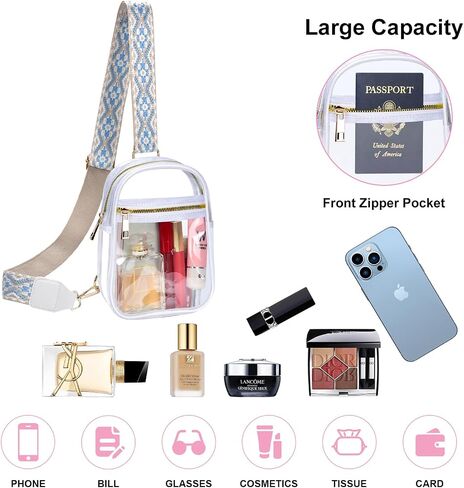 Clear Bag Stadium Approved, Clear Sling Bag for Women Clear Purse for Concerts Sports Events Festivals in Saudi Arabia