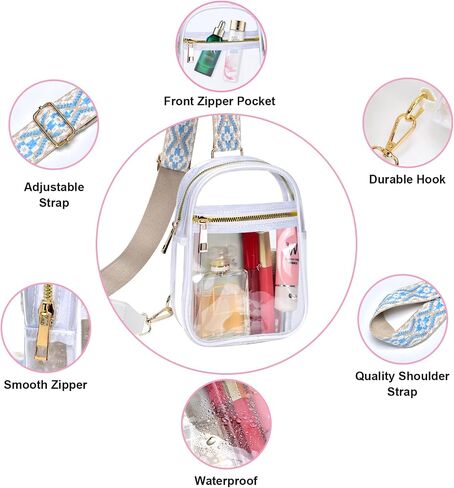 Clear Bag Stadium Approved, Clear Sling Bag for Women Clear Purse for Concerts Sports Events Festivals in Saudi Arabia