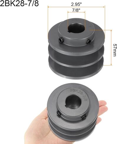 uxcell 2BK28-7/8 V-Belt Sheave 7/8 "Bore 2.95" OD Double Groove Web Sheave بالملل إلى الحجم، الحديد الزهر، قسم الحزام لحزام 3L أو B in Saudi Arabia