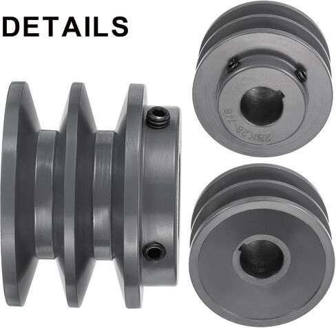 uxcell 2BK28-7/8 V-Belt Sheave 7/8 "Bore 2.95" OD Double Groove Web Sheave بالملل إلى الحجم، الحديد الزهر، قسم الحزام لحزام 3L أو B in Saudi Arabia