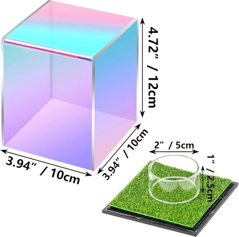 Iridescent Acrylic Baseball Display case with Grass pad Transparent Laser Baseball Holder for Ball Display Cube Box Memorabilia Display case for Baseball for Autograph Ball Protector Display in Saudi Arabia