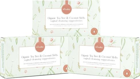 Femallay Organic Tea Tree & Oil Vaginal Cleansing Suppositories for Hygiene, 100% Natural Melts for Feminine Care, Great for Dryness and More, 7 Individually-Sealed Melts + 1 Applicator in Saudi Arabia