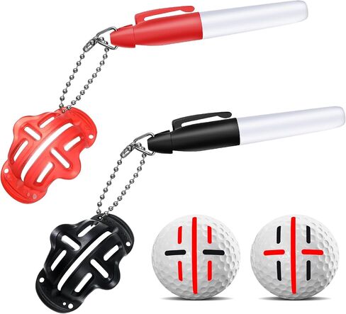 4 Pack Precision Golf Ball Markers Accessories Golf Ball Alignment and Identification Tool 2 Golf Ball Marking Stencil and 2 Colors Line Marker Pens for Golf Practice in Saudi Arabia
