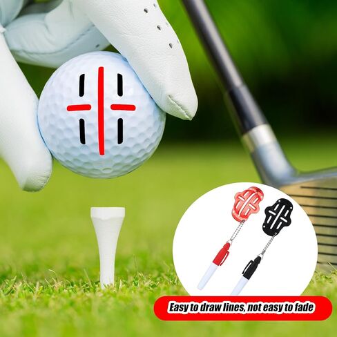 4 Pack Precision Golf Ball Markers Accessories Golf Ball Alignment and Identification Tool 2 Golf Ball Marking Stencil and 2 Colors Line Marker Pens for Golf Practice in Saudi Arabia