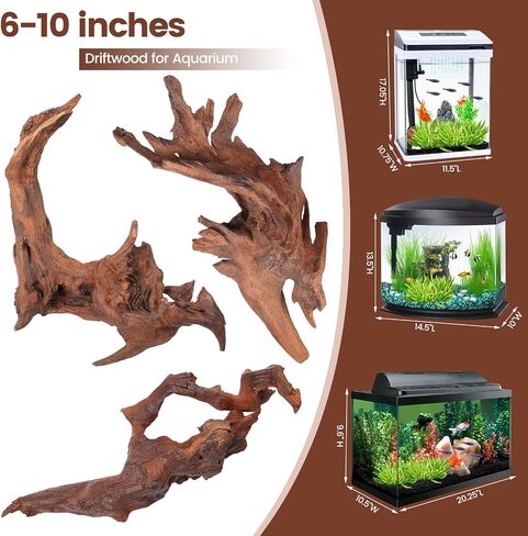 Driftwood for Aquarium, 2Pcs 9-14 ", Fish Tank or Reptile Decor, Natural Freshwater Driftwood Assorted Branches in Saudi Arabia