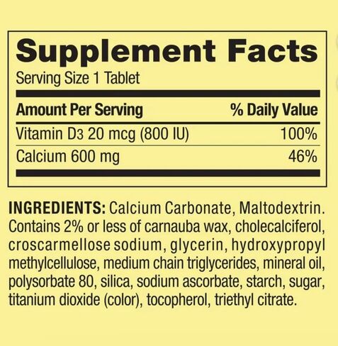 Spring Valley Calcium Tablets, 600mg, Plus Vitamin D3 20mcg, Dietary Supplement, 250 Count in Saudi Arabia