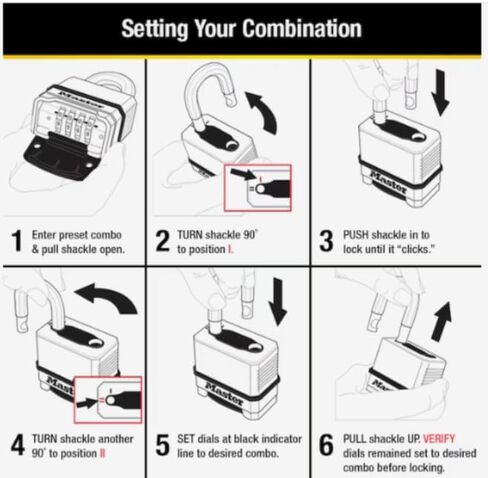 قفل ماستر لوك شديد التحمل للاستخدام الخارجي وقابل لإعادة الضبط، بعرض 2-1/4 بوصة × تكبل 2-1/2 بوصة in Kuwait
