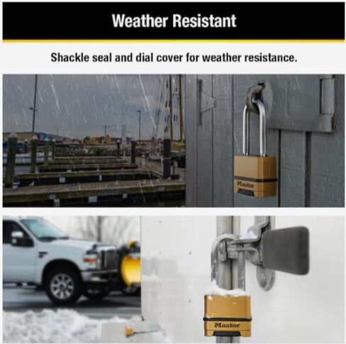 قفل ماستر لوك شديد التحمل للاستخدام الخارجي وقابل لإعادة الضبط، بعرض 2-1/4 بوصة × تكبل 2-1/2 بوصة in Kuwait
