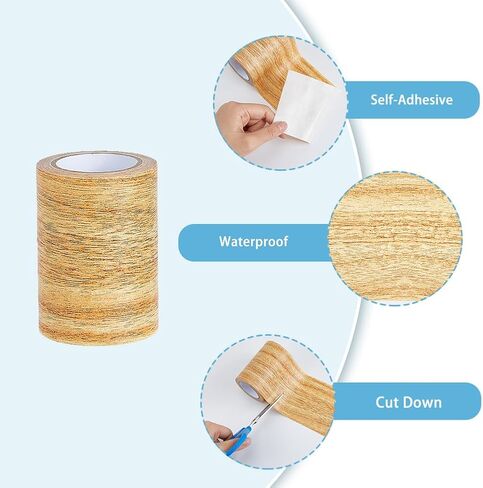 Wood Grain Repair Tapes 3inchx15feet Wood Colored Stickers Self Adhesive Wood Grain Repair Patch Durable Multi-Use Adhesive Patch Gold Upholstery Wood Duct Tape for Doors Floor Furniture in Saudi Arabia