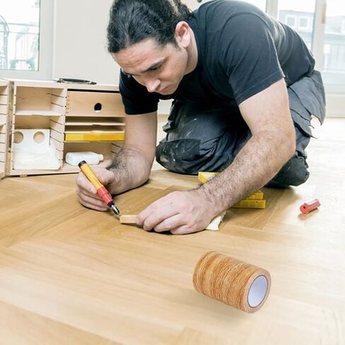Wood Grain Repair Tapes 3inchx15feet Wood Colored Stickers Self Adhesive Wood Grain Repair Patch Durable Multi-Use Adhesive Patch Gold Upholstery Wood Duct Tape for Doors Floor Furniture in Saudi Arabia