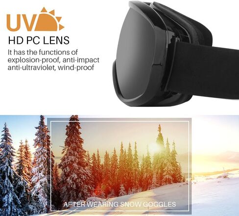 Ski Goggles Frameless Anti-Fog Windproof OTG Design Snowboard Goggles UV400 Block Eyes Protect Lens Adult Youth in Kuwait