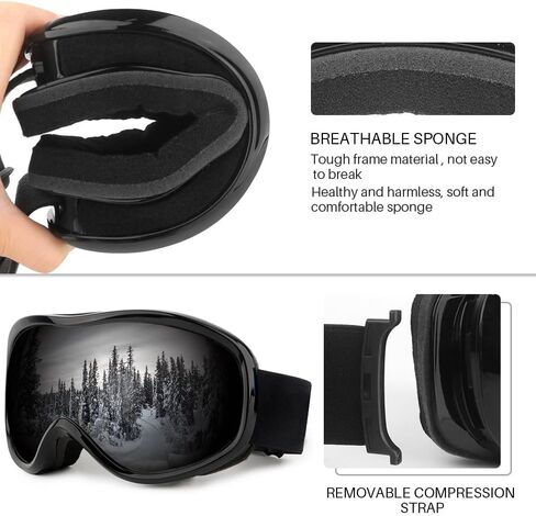Ski Goggles Frameless Anti-Fog Windproof OTG Design Snowboard Goggles UV400 Block Eyes Protect Lens Adult Youth in Kuwait