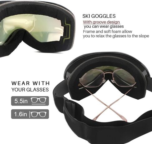 Ski Goggles Frameless Anti-Fog Windproof OTG Design Snowboard Goggles UV400 Block Eyes Protect Lens Adult Youth in Kuwait