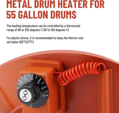 Metal Drum Heater Barrel Band for 55 Gallon Oil Drum, 1200 Watt 120 Volt, Temperature Controller Band Heater Pail Heater with Thermostat, 5 x 68.5 inches in Kuwait