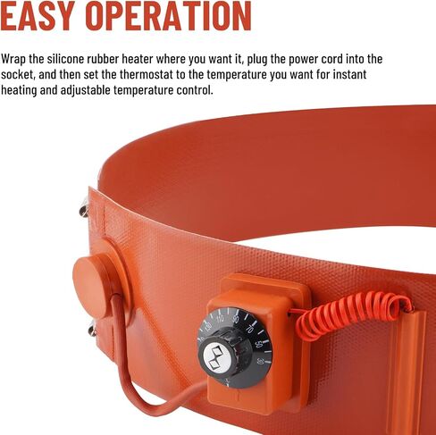 Metal Drum Heater Barrel Band for 55 Gallon Oil Drum, 1200 Watt 120 Volt, Temperature Controller Band Heater Pail Heater with Thermostat, 5 x 68.5 inches in Kuwait
