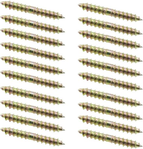 20PCS M6x40mm Gold Double Head Plum Point Tail Screw Hardware Dining Table Double Head Teeth Connection Self Tapping Furniture Screw for Furniture Assembly and Carpentry in Saudi Arabia