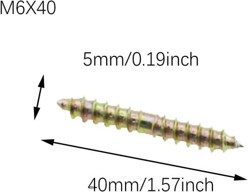 20PCS M6x40mm Gold Double Head Plum Point Tail Screw Hardware Dining Table Double Head Teeth Connection Self Tapping Furniture Screw for Furniture Assembly and Carpentry in Saudi Arabia
