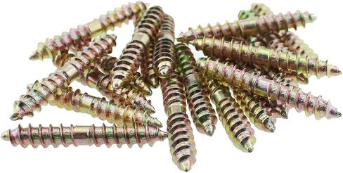 20PCS M6x40mm Gold Double Head Plum Point Tail Screw Hardware Dining Table Double Head Teeth Connection Self Tapping Furniture Screw for Furniture Assembly and Carpentry in Saudi Arabia