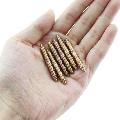 20PCS M6x40mm Gold Double Head Plum Point Tail Screw Hardware Dining Table Double Head Teeth Connection Self Tapping Furniture Screw for Furniture Assembly and Carpentry in Saudi Arabia
