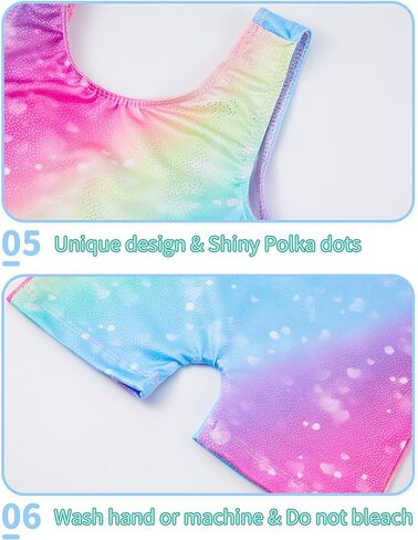 Nymphperi 2 Packs Gymnastics Leotard for Girls Sparkle Biketards with Shorts Kids Sleeveless Unitard One-Piece Dancewear in Kuwait