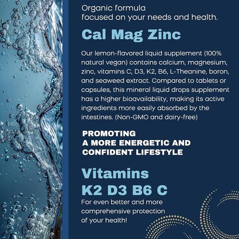 (4 Pack) 10 In 1 Calcium Magnesium Zinc Supplement, Magnesium Glycinate complex Liquid Drops With Vitamin D3 K2 B6, Vegan Calcium Citrate Bone & Immune health Support, Sleep & Cramps, Boron, 1 Fl Oz in Saudi Arabia