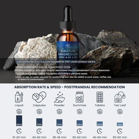 (4 Pack) 10 In 1 Calcium Magnesium Zinc Supplement, Magnesium Glycinate complex Liquid Drops With Vitamin D3 K2 B6, Vegan Calcium Citrate Bone & Immune health Support, Sleep & Cramps, Boron, 1 Fl Oz in Saudi Arabia