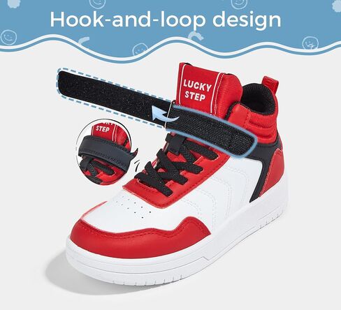 LUCKY STEP Kids High Top Sneakers Fashion Basketball Tennis Shoes Skyhigh Running Sports Ankle Boots Hook and Loop Casual Walking Shoe for Boys Girls in Kuwait