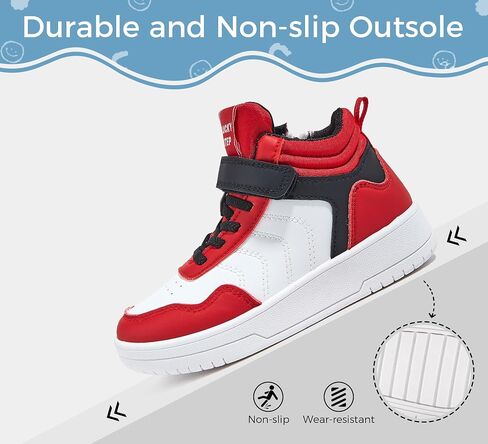 LUCKY STEP Kids High Top Sneakers Fashion Basketball Tennis Shoes Skyhigh Running Sports Ankle Boots Hook and Loop Casual Walking Shoe for Boys Girls in Kuwait