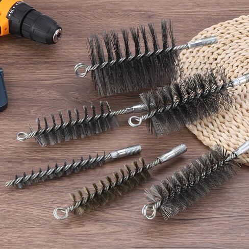 PATIKIL 40mm Dia Bore Brush, 2Pcs Stainless Steel Twisted Wire Cleaning Brush Round Cylinder Pipe Cleaner with 12mm Spiral Shank for Tubes, Ports, Bearings, Drill Driver, Silver Tone in Saudi Arabia